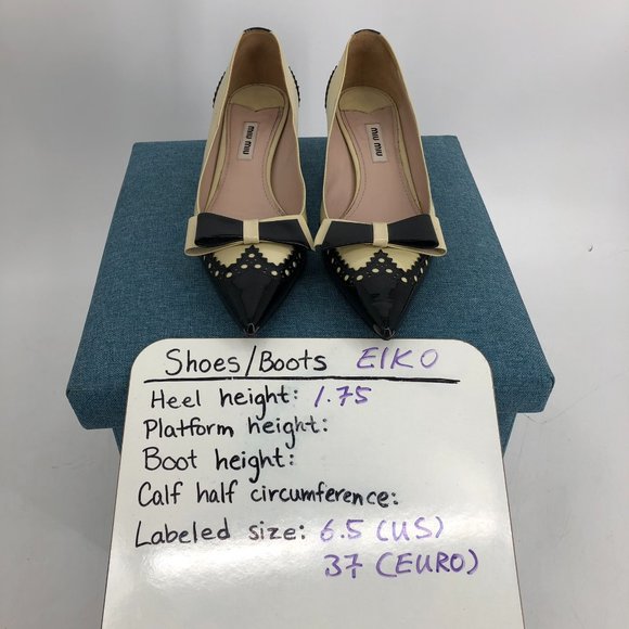 Miu Miu Two Tone Patent Leather Double Bow Pointed Toe kitten heels Size 6.5 - Picture 15 of 16